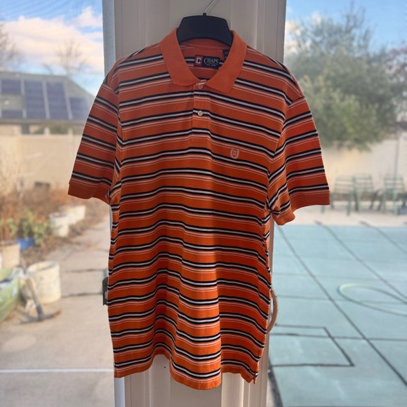 CHAPS By Ralph Lauren Men's XL Orange Blue White Striped Polo Shirt Cotton NWOT - Picture 3 of 10